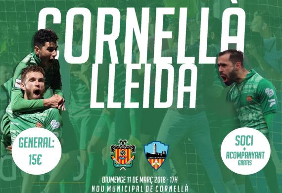 CLUB | PROMOCIONS ESPECIALS PER AL PARTIT UE CORNELLÀ – LLEIDA ESPORTIU